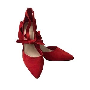 Unbranded Red Suede States Ankle Strap D'orsay Pumps size 11